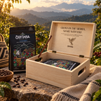 Kaffee aus der Sierra in einer personalisierten Holzbox. Sofiara Ritual Box - Personalisierte Kaffee-Geschenkbox