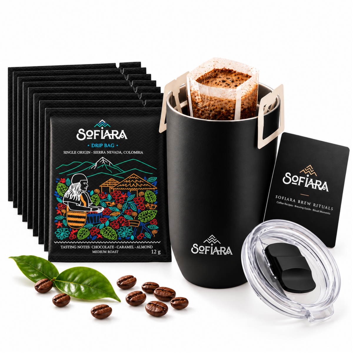 Sofiara Drip Coffee Ritual Set | 7 Drip Bags & Thermobecher 360 ml