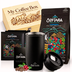 Sofiara Kaffee Geschenkbox | 250 g Arabica, Thermobecher & 3 Drip Bags