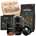 Sofiara Kaffee Geschenkbox personalisiert | 250 g, Thermobecher & Drip Bags