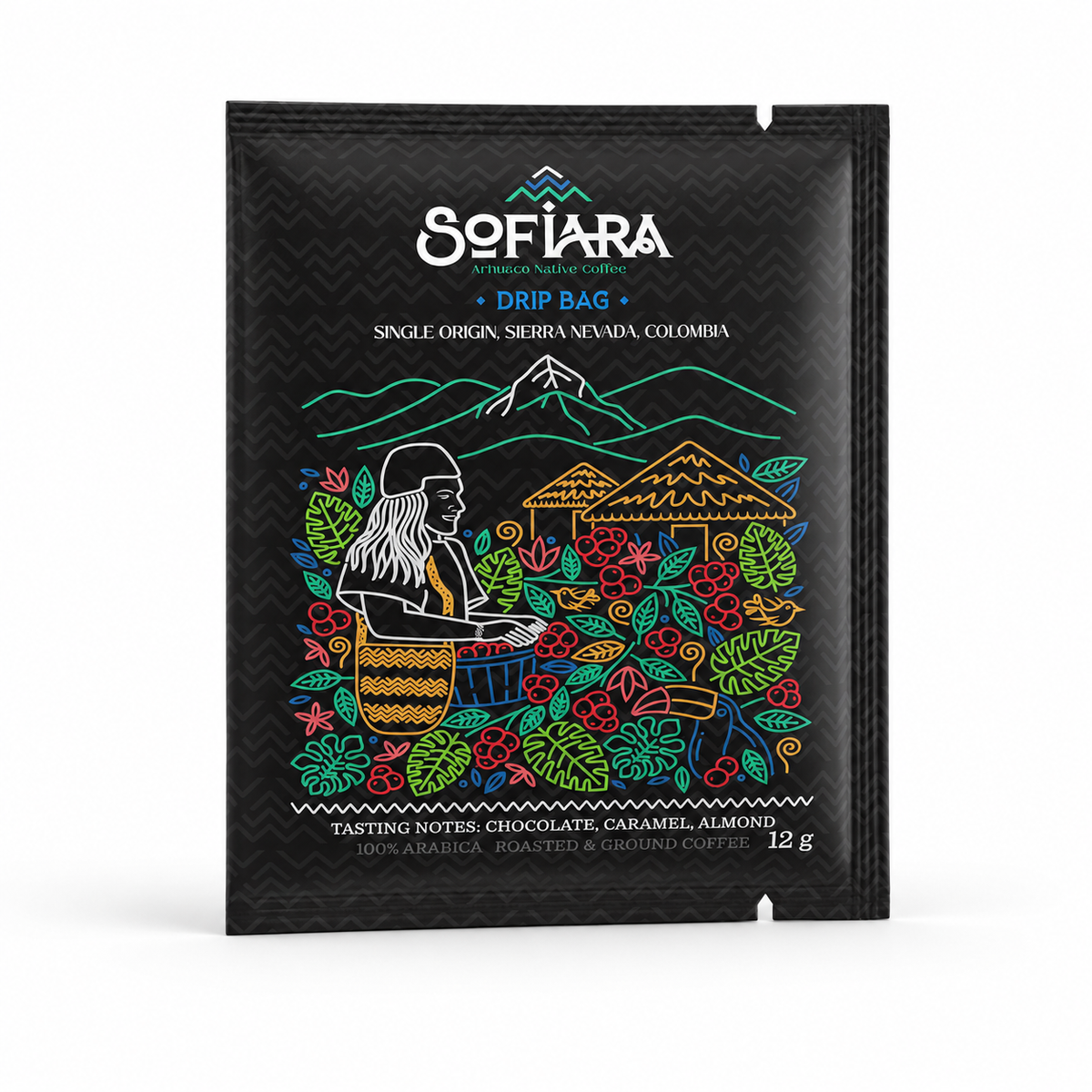Specialty Coffee ohne Maschine. Aufreißen, aufgießen und genießen. Sofiara Drip Bags – Arhuaco Native Coffee Anywhere | 10 × 12 g
